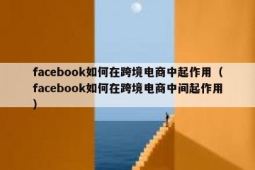 facebook如何在跨境电商中起作用（facebook如何在跨境电商中间起作用）