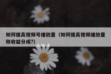如何提高视频号播放量（如何提高视频播放量和收益分成?）