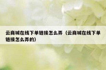 云商城在线下单链接怎么弄（云商城在线下单链接怎么弄的）