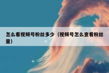 怎么看视频号粉丝多少（视频号怎么查看粉丝量）