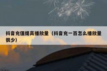 抖音充值提高播放量（抖音充一百怎么播放量很少）