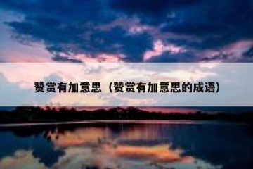 赞赏有加意思（赞赏有加意思的成语）