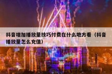 抖音增加播放量技巧付费在什么地方看（抖音播放量怎么充值）