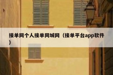 接单网个人接单同城网（接单平台app软件）