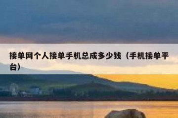 接单网个人接单手机总成多少钱（手机接单平台）