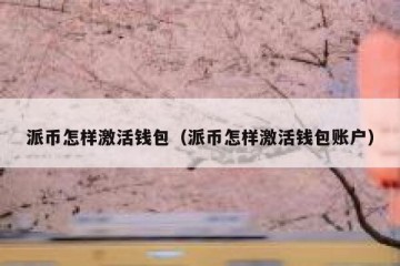 派币怎样激活钱包（派币怎样激活钱包账户）