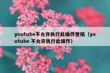 youtube不允许执行此操作登陆（youtube 不允许执行此操作）
