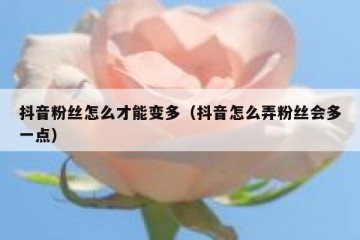 抖音粉丝怎么才能变多（抖音怎么弄粉丝会多一点）