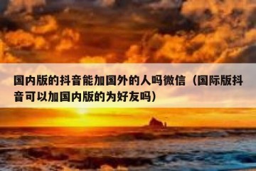 国内版的抖音能加国外的人吗微信（国际版抖音可以加国内版的为好友吗）