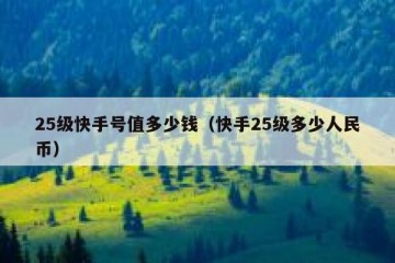 25级快手号值多少钱（快手25级多少人民币）