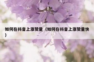 如何在抖音上涨赞量（如何在抖音上涨赞量快）
