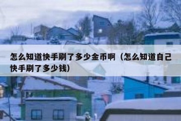 怎么知道快手刷了多少金币啊（怎么知道自己快手刷了多少钱）