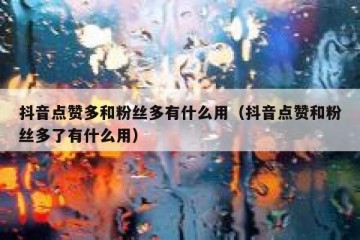 抖音点赞多和粉丝多有什么用（抖音点赞和粉丝多了有什么用）