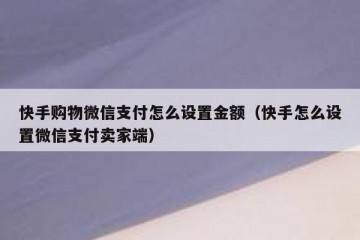 快手购物微信支付怎么设置金额（快手怎么设置微信支付卖家端）