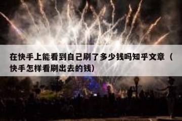 在快手上能看到自己刷了多少钱吗知乎文章（快手怎样看刷出去的钱）