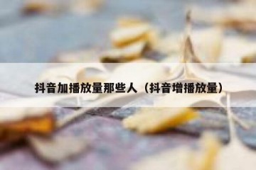 抖音加播放量那些人（抖音增播放量）
