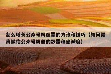 怎么增长公众号粉丝量的方法和技巧（如何提高微信公众号粉丝的数量和忠诚度）