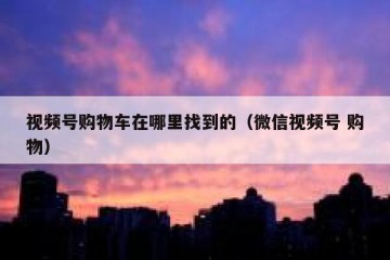 视频号购物车在哪里找到的（微信视频号 购物）