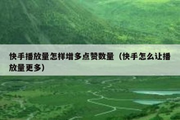 快手播放量怎样增多点赞数量（快手怎么让播放量更多）