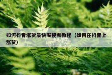 如何抖音涨赞最快呢视频教程（如何在抖音上涨赞）