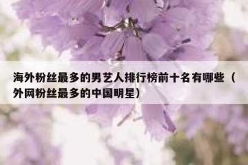 海外粉丝最多的男艺人排行榜前十名有哪些（外网粉丝最多的中国明星）