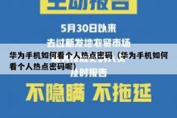 华为手机如何看个人热点密码（华为手机如何看个人热点密码呢）