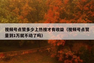 视频号点赞多少上热搜才有收益（视频号点赞量到1万就不动了吗）