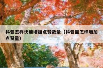 抖音怎样快速增加点赞数量（抖音里怎样增加点赞量）