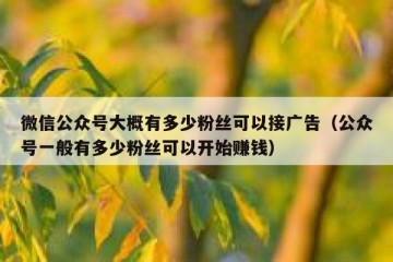 微信公众号大概有多少粉丝可以接广告（公众号一般有多少粉丝可以开始赚钱）
