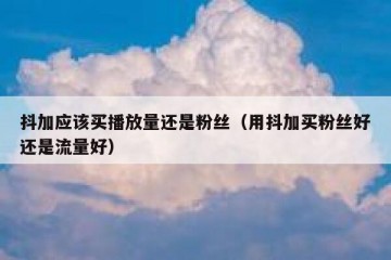 抖加应该买播放量还是粉丝（用抖加买粉丝好还是流量好）