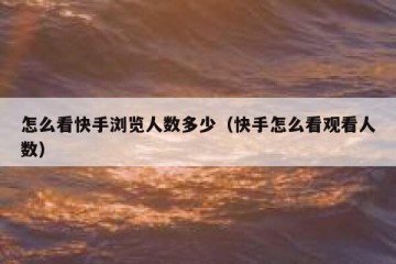 怎么看快手浏览人数多少（快手怎么看观看人数）