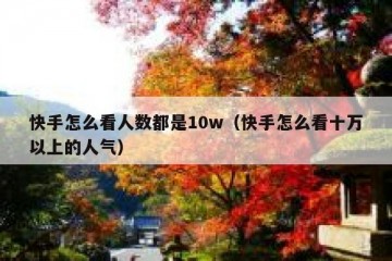 快手怎么看人数都是10w（快手怎么看十万以上的人气）