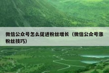 微信公众号怎么促进粉丝增长（微信公众号涨粉丝技巧）