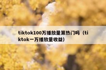 tiktok100万播放量算热门吗（tiktok一万播放量收益）