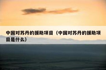 中国对苏丹的援助项目（中国对苏丹的援助项目是什么）