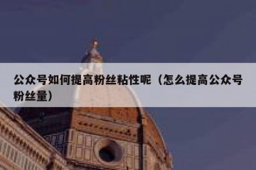公众号如何提高粉丝粘性呢（怎么提高公众号粉丝量）