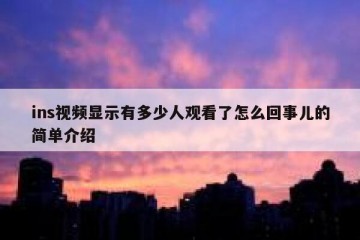 ins视频显示有多少人观看了怎么回事儿的简单介绍