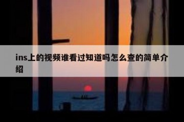 ins上的视频谁看过知道吗怎么查的简单介绍