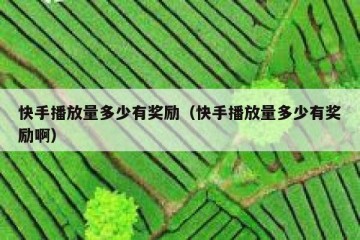 快手播放量多少有奖励（快手播放量多少有奖励啊）