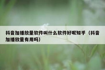 抖音加播放量软件叫什么软件好呢知乎（抖音加播放量有用吗）