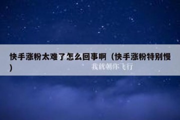 快手涨粉太难了怎么回事啊（快手涨粉特别慢）