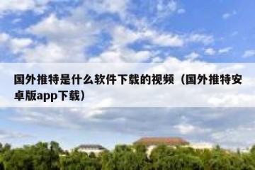 国外推特是什么软件下载的视频（国外推特安卓版app下载）