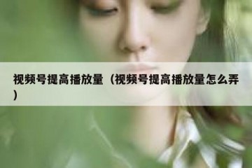 视频号提高播放量（视频号提高播放量怎么弄）