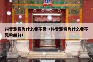 抖音涨粉为什么看不见（抖音涨粉为什么看不见粉丝群）