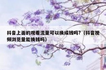 抖音上面的观看流量可以换成钱吗?（抖音视频浏览量能换钱吗）