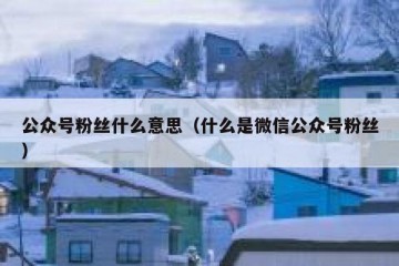 公众号粉丝什么意思（什么是微信公众号粉丝）