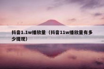 抖音1.1w播放量（抖音11w播放量有多少提现）