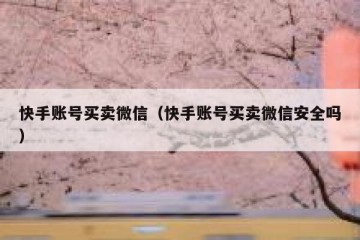 快手账号买卖微信（快手账号买卖微信安全吗）