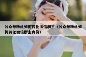 公众号粉丝如何转化微信群主（公众号粉丝如何转化微信群主身份）