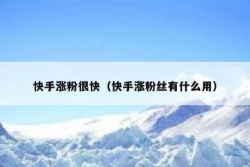 快手涨粉很快（快手涨粉丝有什么用）